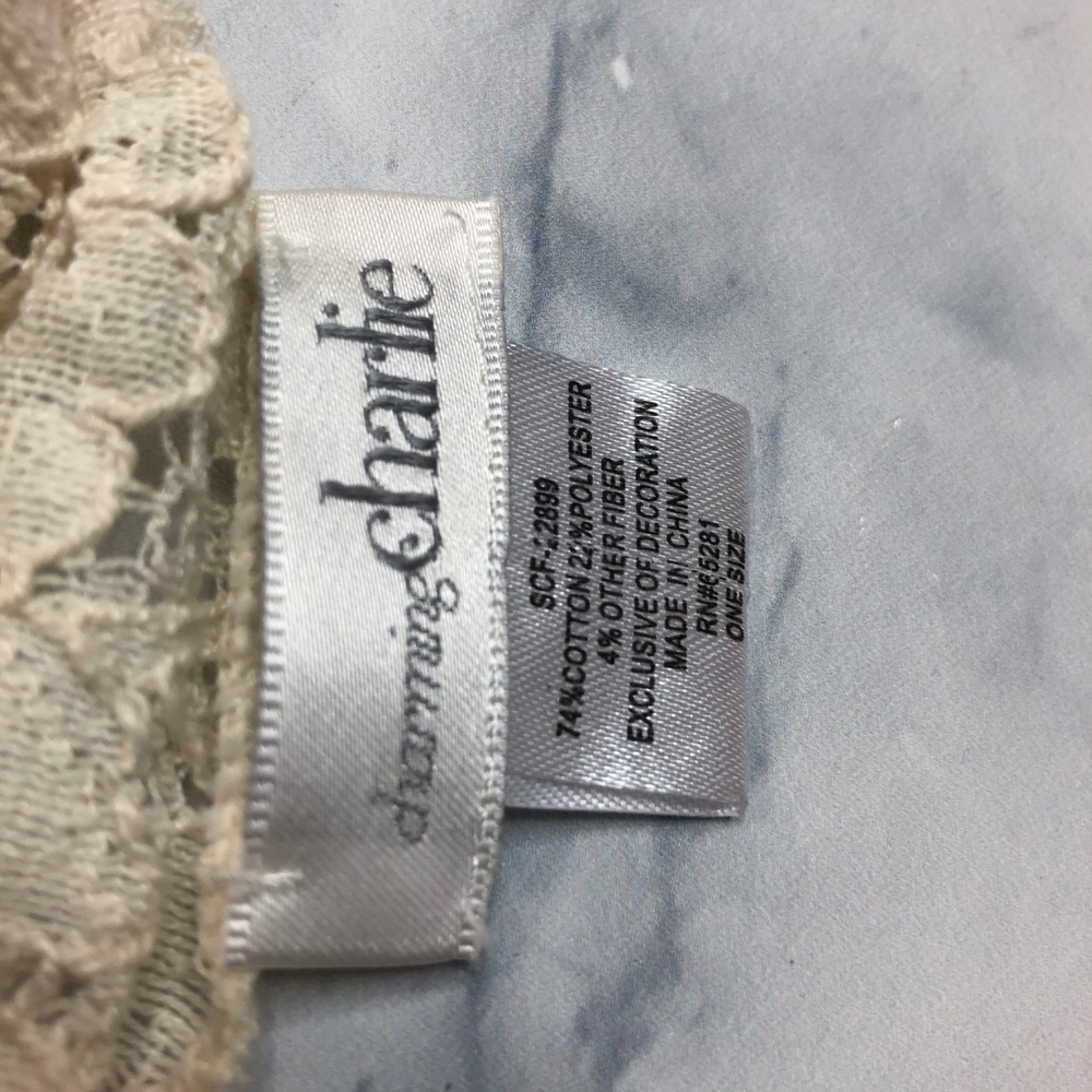 Charming Charlie Cream Floral Lace Infinity Scarf - Picture 2 of 5